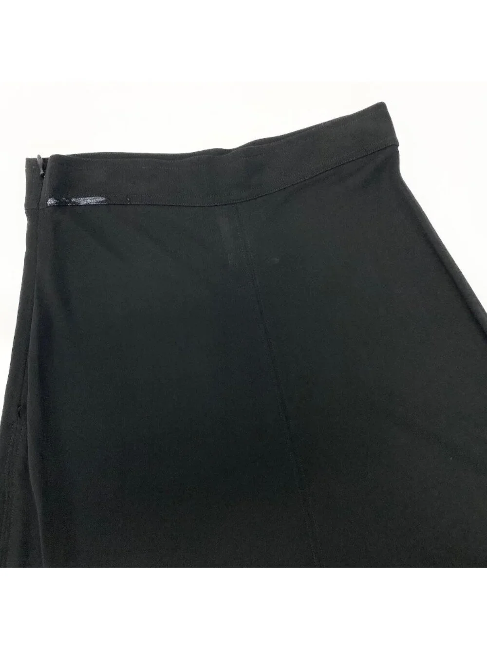 Chanel Boutique Logo Embroidery Stretch Black Rayon Flare Skirt